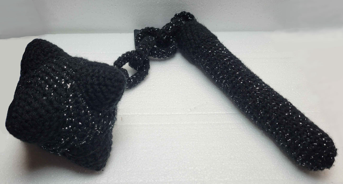 Knitted Spiked Ball and Chain - Black