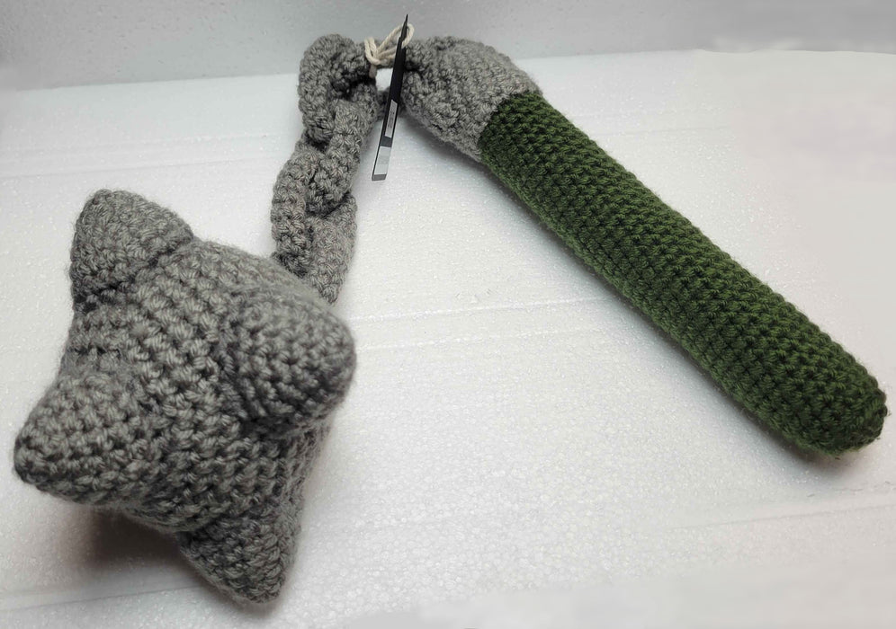 Knitted Spiked Ball and Chain - Gray and Green