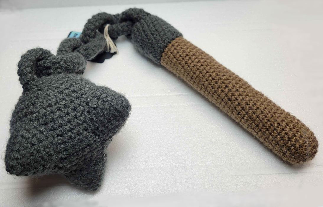 Knitted Spiked Ball and Chain - Gray and Brown