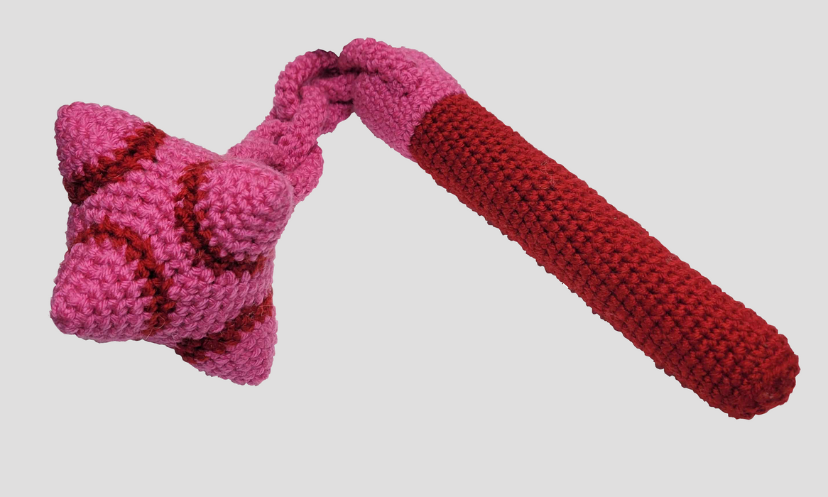 Knitted Spiked Ball and Chain - Red