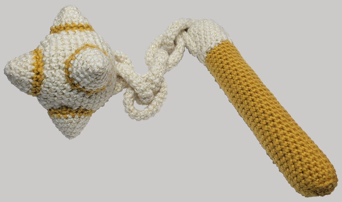 Knitted Spiked Ball and Chain - White and Tan
