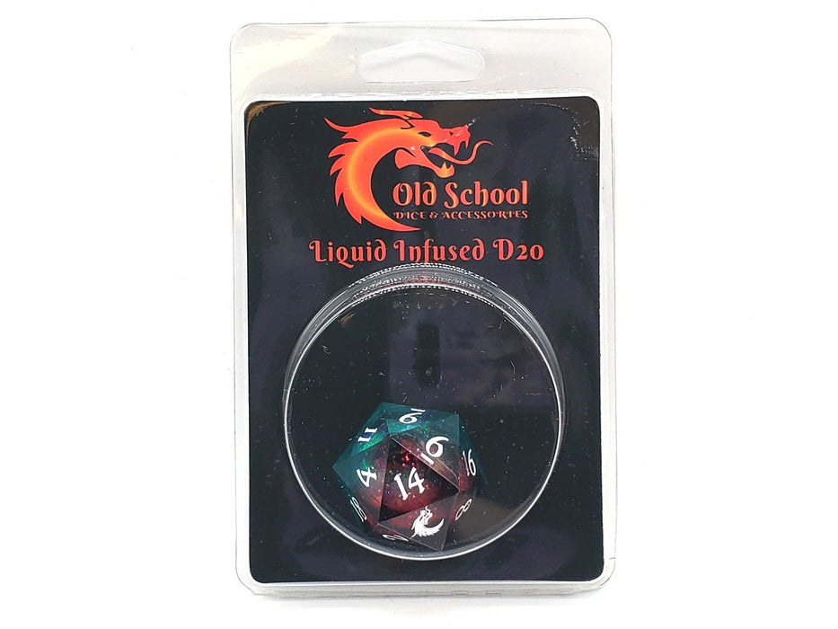 Old School Sharp Edged 22mm D20: Liquid Infused - Christmas Fury