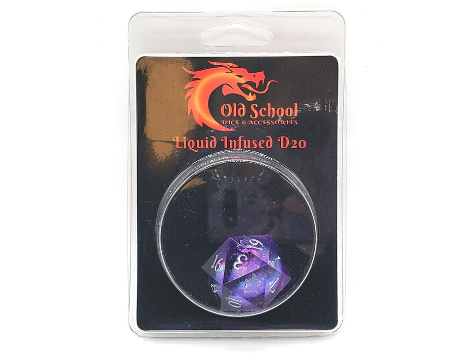 Old School Sharp Edged 22mm D20: Liquid Infused - Dark Cosmos Fury