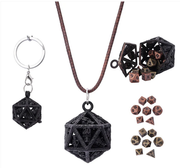 Grimskull's D20 Locket GIft Set-Matte Black