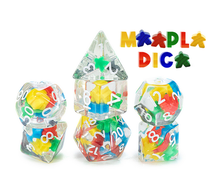 “Meeple Dice” Inclusion Dice (7 Polyhedral Dice Set)