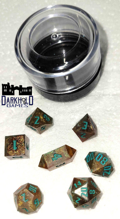 Mini Dice Set - Bronze/Teal
