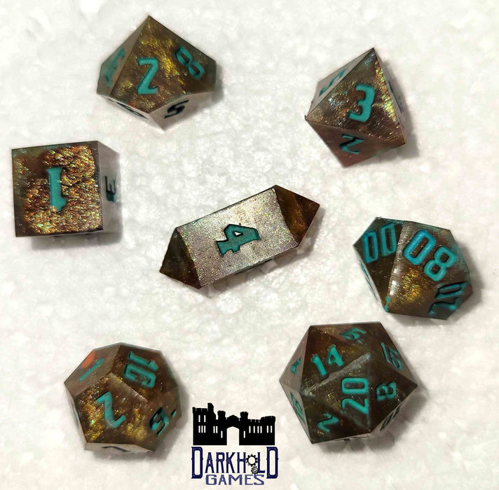 Mini Dice Set - Bronze/Teal