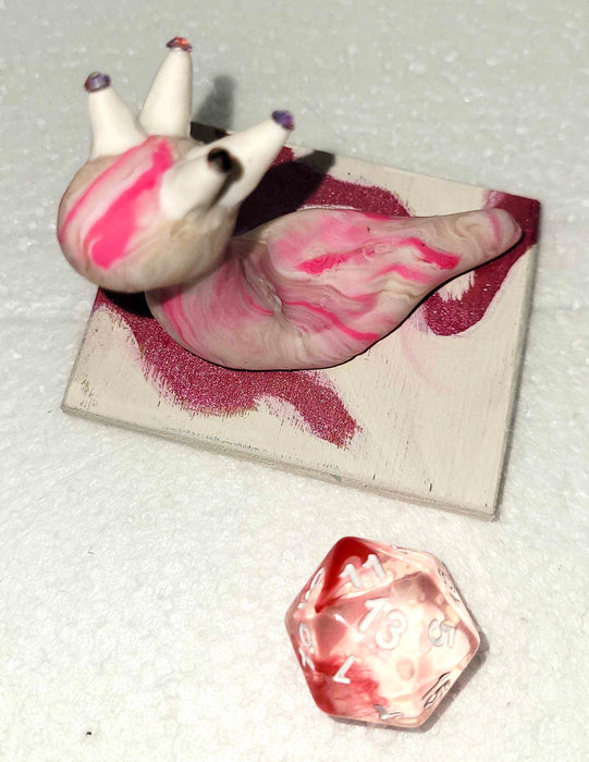 Dice Guardian - D20 - Pink and White Snail