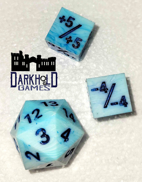 D20 With Plus/Minus Dice - Blue with Dark Blue Numbers
