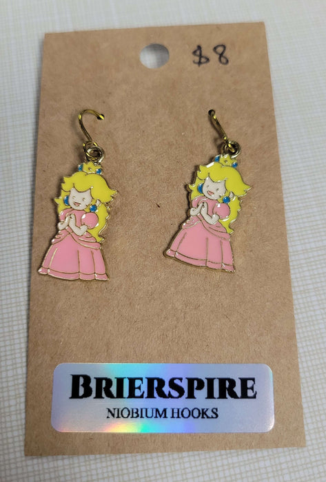 Mario charm - Princess Peach earrings