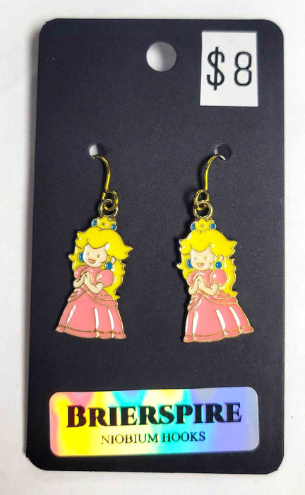 Mario charm - Princess Peach earrings