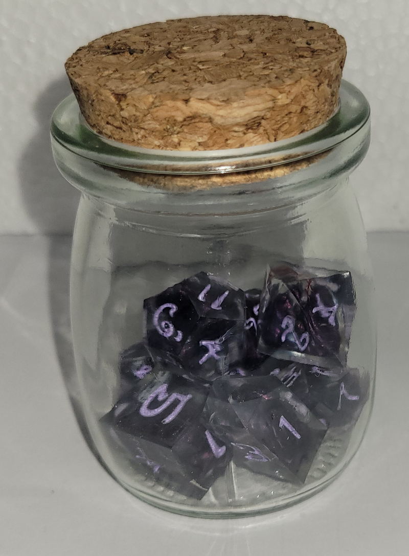7 Piece Polyhedral Set - Purple Flowers