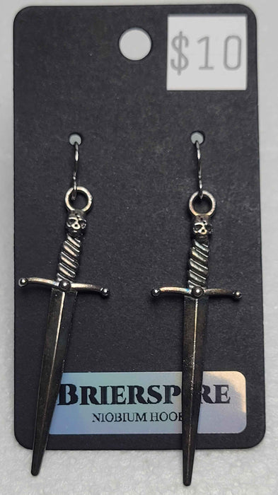 Silver Sword with Skull Earrings