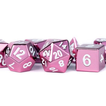 7 COUNT DICE METAL SET: PINK PAINTED METAL