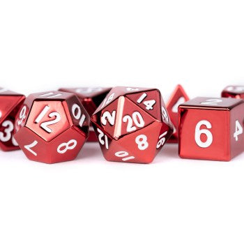 7 COUNT DICE METAL SET: RED PAINTED METAL