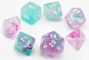CHESSEX DICE:  7CT Gemini: Mini-Polyhedral Wisteria/white (CHX 20545)