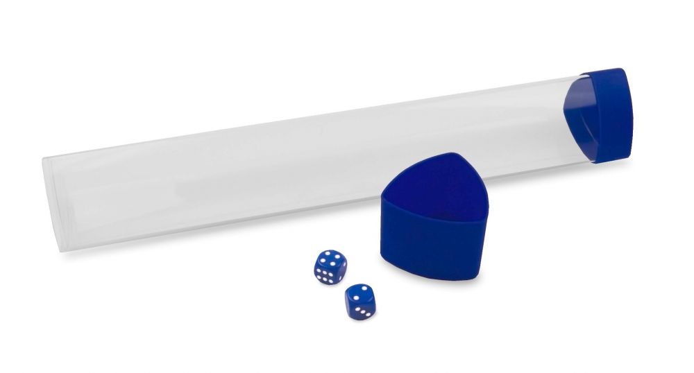 BCW: CLEAR PLAYMAT TUBE WITH DICE CAP - BLUE