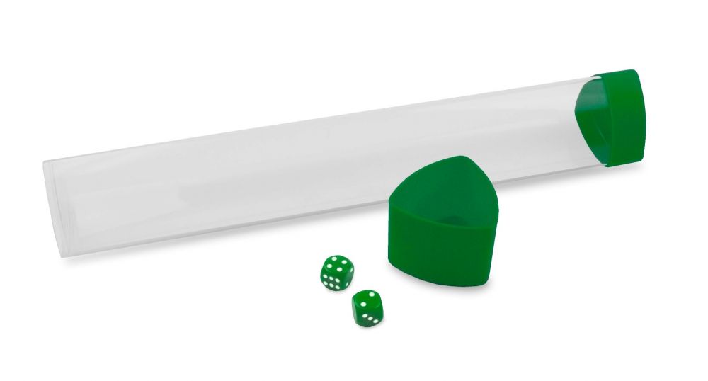 BCW: CLEAR PLAYMAT TUBE WITH DICE CAP - GREEN