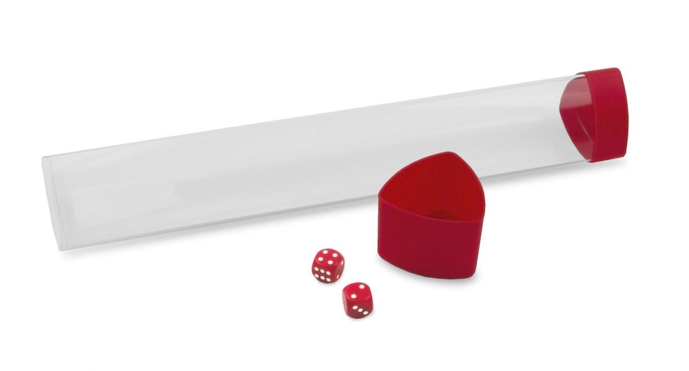 BCW: CLEAR PLAYMAT TUBE WITH DICE CAP - RED