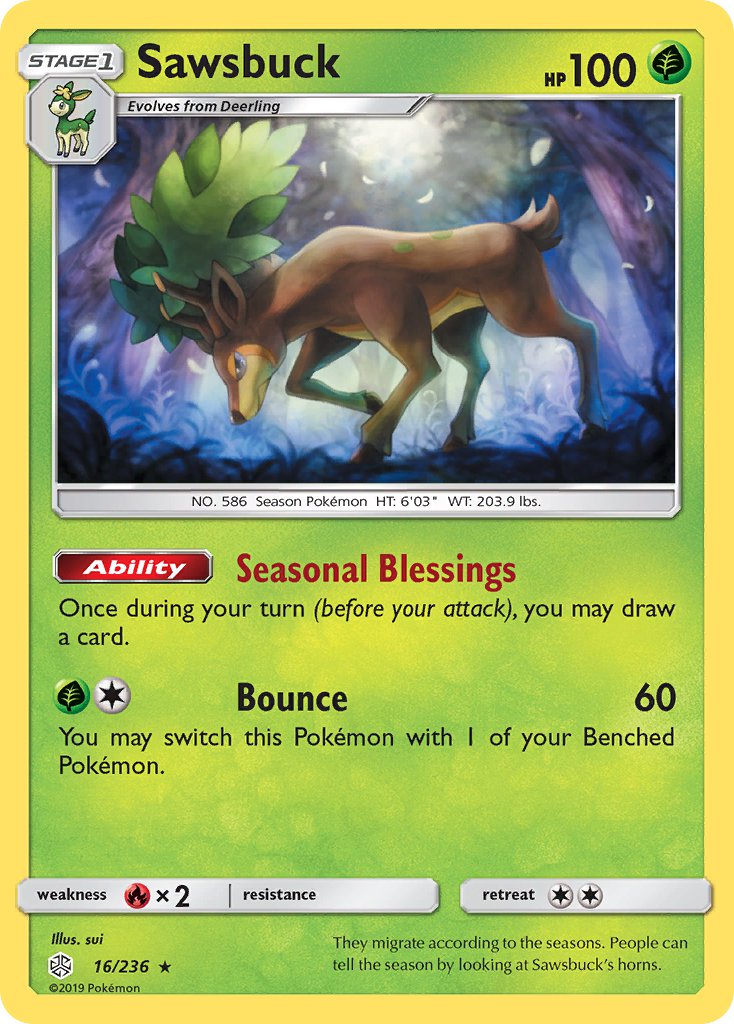 Sawsbuck - 16/236 (Prerelease Kit Exclusive) (016/236) [Deck Exclusives]