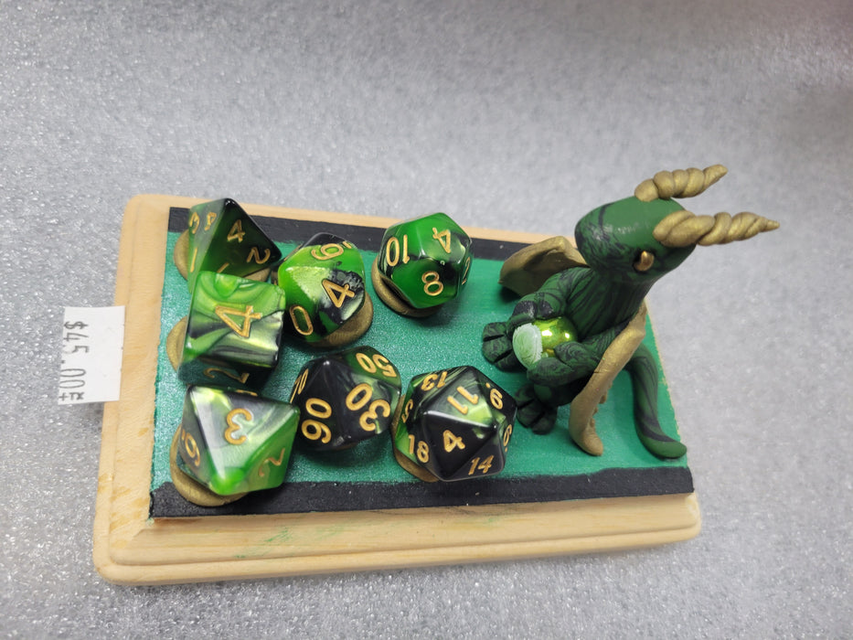 Dice Guardian - 7 Polyhedial Set - Green and Black