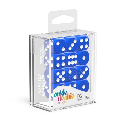OAKIE DOAKIE DICE: D6 16MM SOLID BLUE  (12CT)