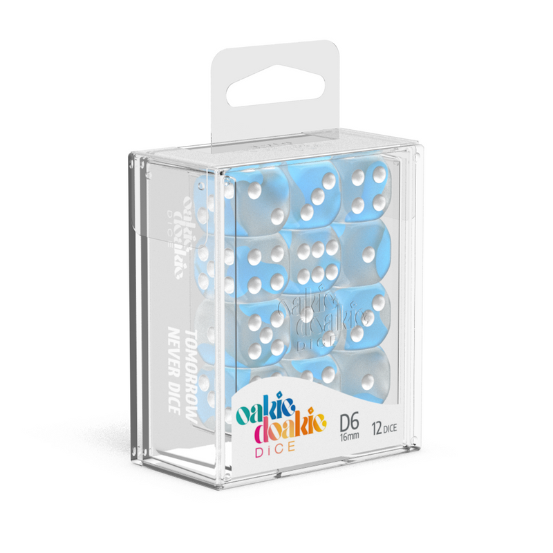 OAKIE DOAKIE DICE: D6 16MM GLOW IN THE DARK ARCTIC  (12CT)