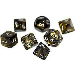CHESSEX DICE: Leaf Poly Black/Gold/Silver (7) (CHX27418)