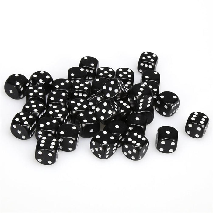 CHESSEX DICE: D6 -- 12MM OPAQUE DICE, BLACK/WHITE, 36CT (CHX 25808)