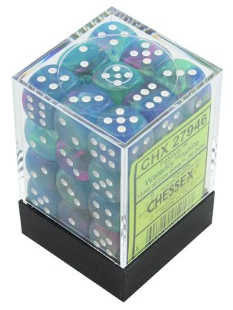 CHESSEX DICE: D6 -- 12MM Festive Dice, Waterlily/White, 36CT (CHX 27946)