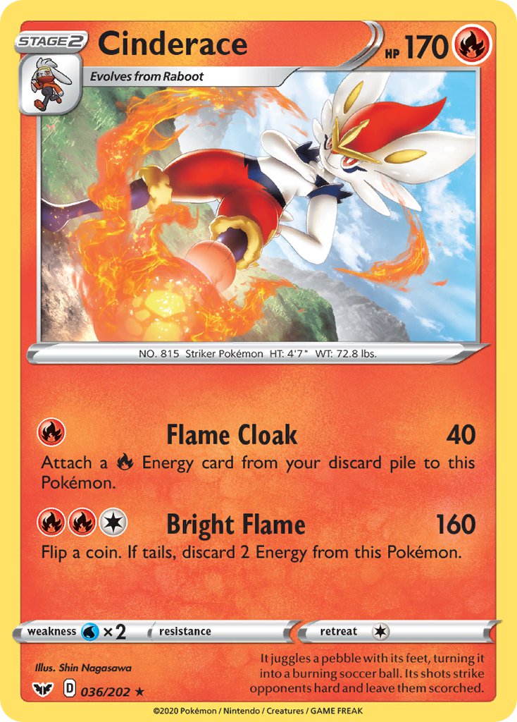 Cinderace - 036/202 (Cracked Ice Holo) (036/202) [Deck Exclusives]