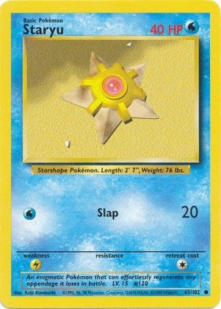 staryu pokemon card - 120/165 - Pokemon 151 - Reverse Foil RarityClassic Collection Hit Points60 HP Colorless Recover Discard an Energy from this Pokmon and heal all damage from it. Misty's Staryu 090 - Unlimited