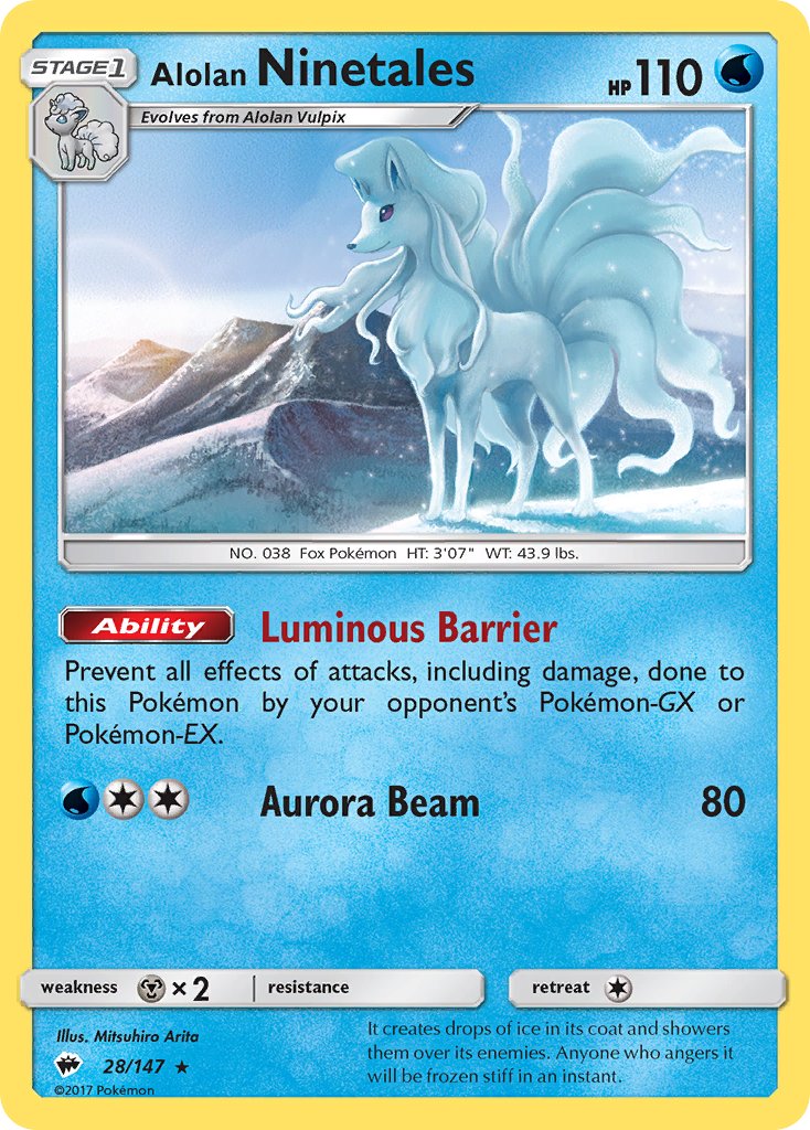 Alolan Ninetales - 28/147 (Water Web Holo) (028/147) [Miscellaneous Cards & Products]