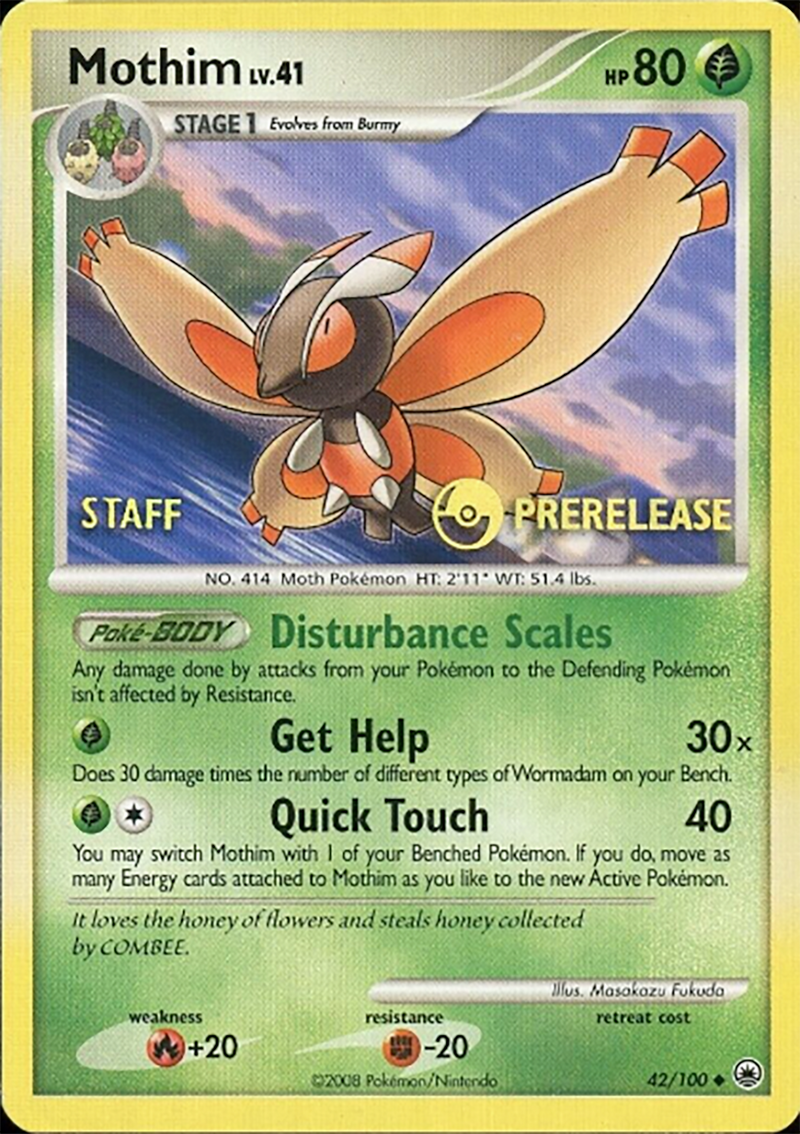 Mothim - 42/100 (Prerelease) [Staff] (42/100) [Diamond and Pearl Promos]
