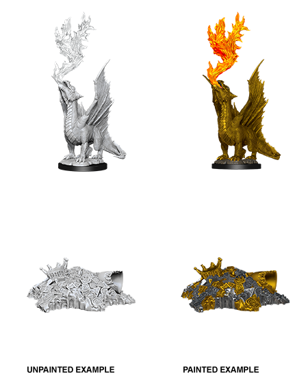 Dungeons & Dragons Nolzur`s Marvelous Unpainted Miniatures: W11 Gold Dragon Wyrmling & Small Treasure Pile