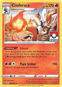 Cinderace - 034/202 (Pokemon League) (034/202) [League & Championship Cards]