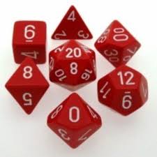 CHESSEX DICE: 7CT OPAQUE POLYHEDRAL RED/WHITE (CHX25404)
