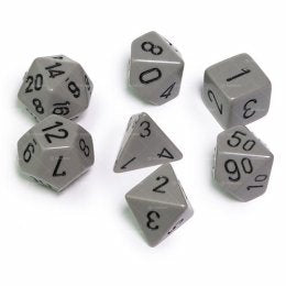 CHESSEX DICE:  7CT OPAQUE POLYHEDRAL DARK GREY/BLACK  (CHX25410)