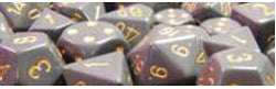 CHESSEX DICE:  7CT OPAQUE POLY DARK GREY/COPPER DIE SET (CHX25420)