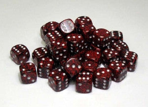CHESSEX DICE: D6 -- 12MM SPECKLED DICE, SILVER VOLCANO, 36CT (CHX 25944)