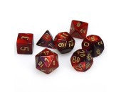 CHESSEX DICE:  7CT Gemini: Mini-Polyhedral Purple-Red/gold (CHX 2026)