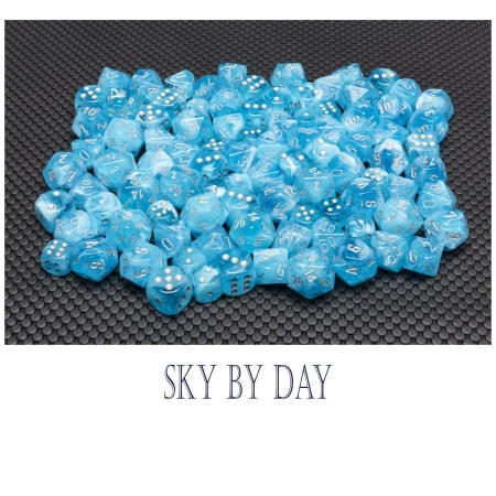 CHESSEX DICE:  7CT LUMINARY DICE SET, SKY WITH SILVER (CHX 27566)