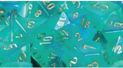 CHESSEX DICE: D6 -- 16MM BOREALIS DICE, LIGHT GREEN/SILVER, 12CT (CHX27625)