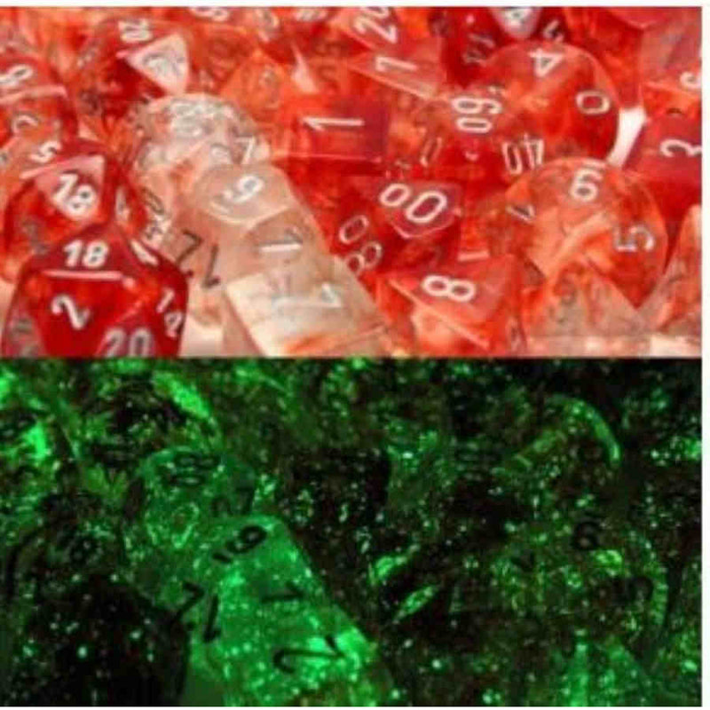 CHESSEX DICE: 7CT LAB DICE NEBULA POLY SET, RED/SILVER (CHX30009)