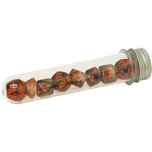 CHESSEX LAB DICE 4 NEBULA: POLY COPPER MATRIX/ORANGE LUMINARY 7CT (CHX30040)