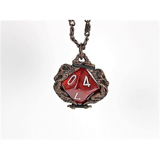 CHESSEX DICE: DICE HOLDER JEWELRY: DRAGONS PENDANT D10 - OLD COPPER FINISH (CHX53011)