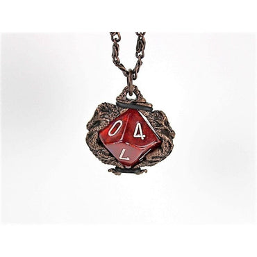 CHESSEX DICE: DICE HOLDER JEWELRY: DRAGONS PENDANT D10 - OLD COPPER FINISH (CHX53011)