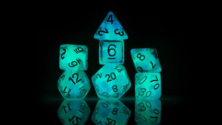 Sirius Dice: Cotton Candy Glowworm 7 Die Set