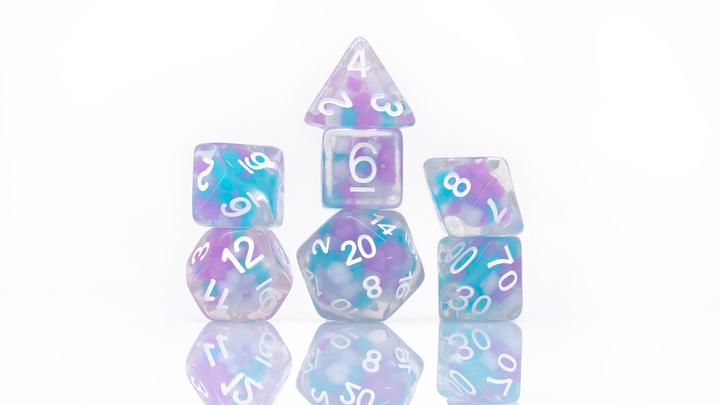 Sirius Dice: Cotton Candy Glowworm 7 Die Set