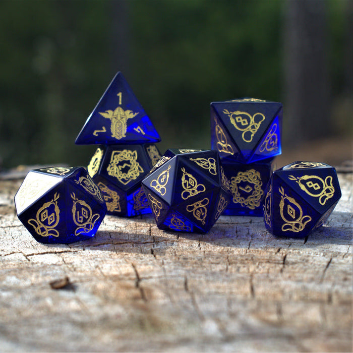 Serpent Of Midgard Blue Glass Dice Set